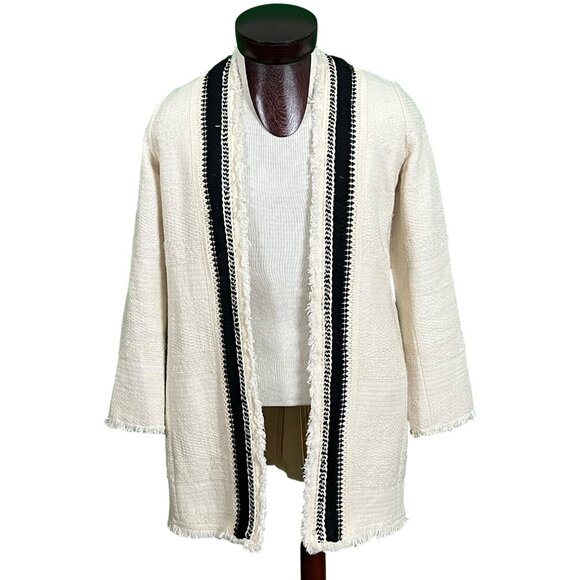 Chico's Sweaters - Chicos Open Front Blazer Jacket Cardigan Wool Blend Ethnic Office Career 0 / 4-6